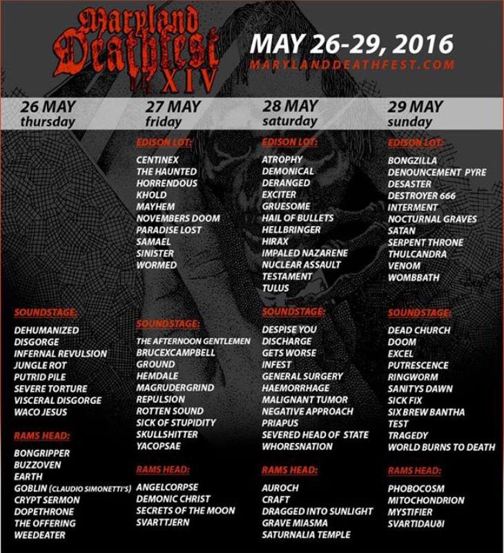 Maryland Deathfest XIV daily lineup announced MetalNerd