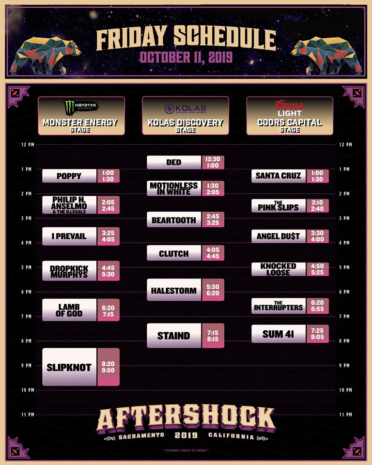 Aftershock 2019 announce daily set times MetalNerd