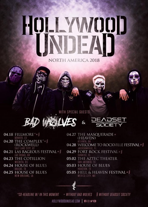 Hollywood Undead announce tour dates with Bad Wolves and Deadset