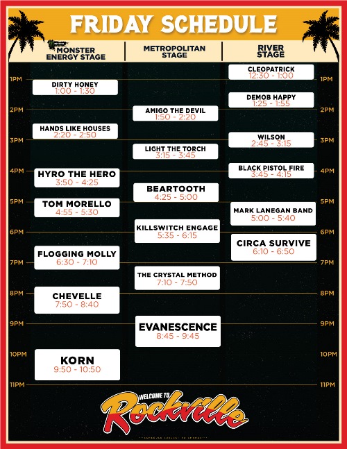 To Rockville announce daily set times MetalNerd