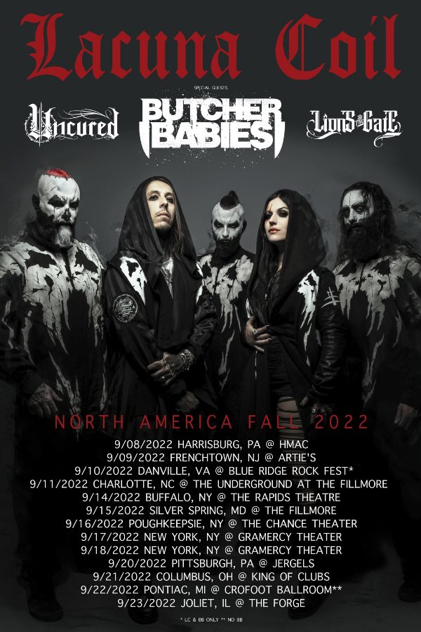 Lacuna Coil, Butcher Babies, Uncured, & Lions At The Gate U.S. tour